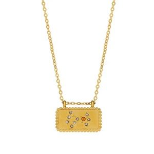 Scorpio ♏️Birth Stone Necklace Zodiac Sign Stainless Steel Square